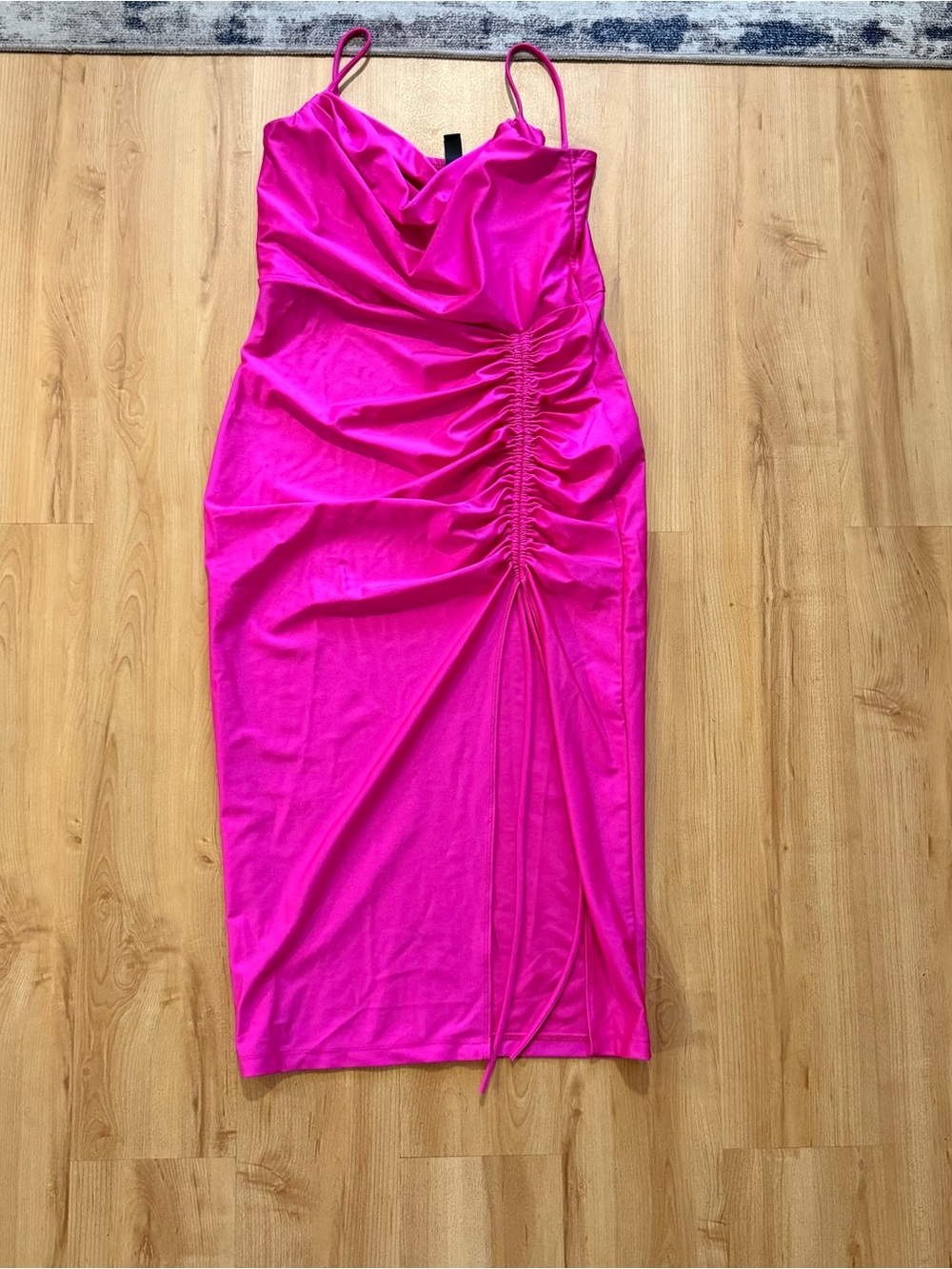 Windsor Hot Pink Ruched Slip Midi Dress - Women